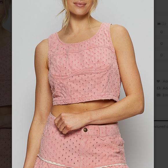 POL “ Kerry 3 “ POL Round Neck Textured Top in Pink Denim 65A - Picture 1 of 8